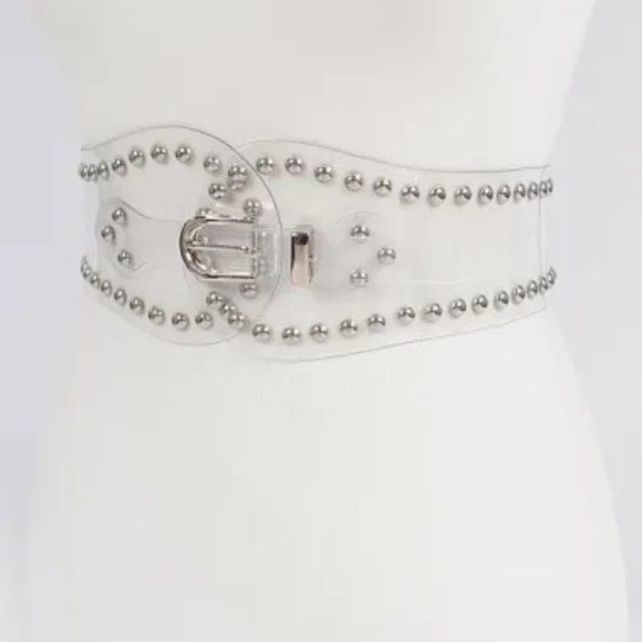 Studded Transparent waist belt- Gold - Picture 4 of 4